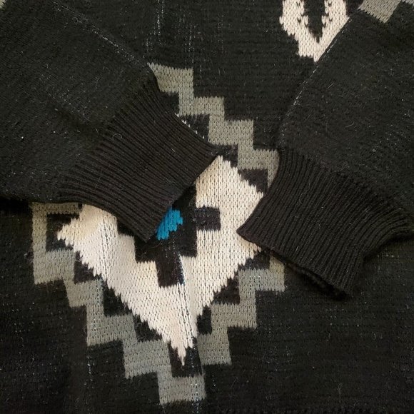 Vintage 90s Mens Black Aztec Southwest Crewneck Sweater Acrylic Sz Large - Picture 3 of 6